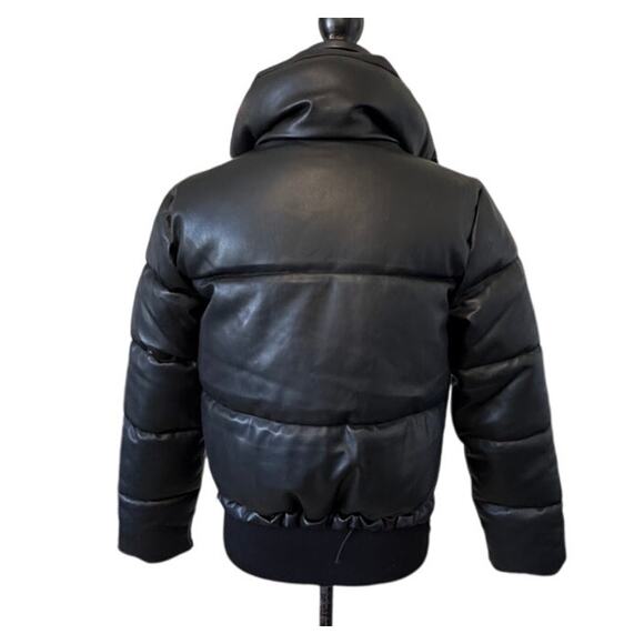 New SEBBY Nordstrom Women's Black Short Faux Leather Puffer Jacket Size XS - Picture 5 of 8